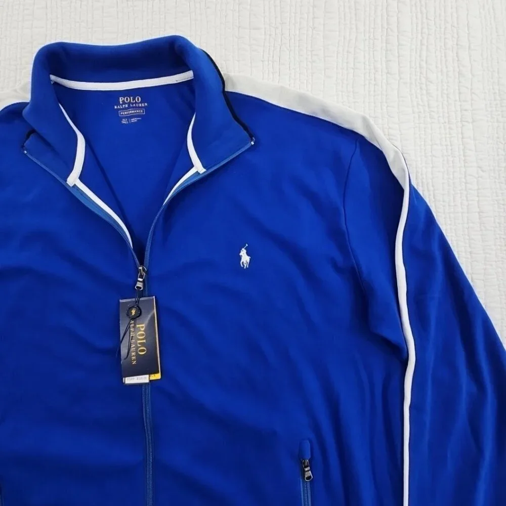Polo Ralph Lauren Full Zip Jacket‎ Men's XLT NWT Blue White Pony Logo MSRP $125